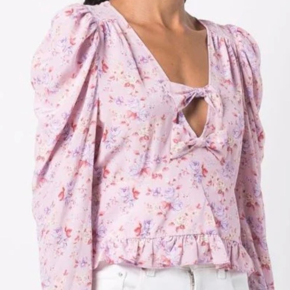 LOVESHACKFANCY NWT stunning Louis silk ruffle top size 8
